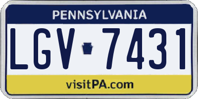 PA license plate LGV7431