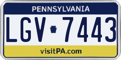 PA license plate LGV7443