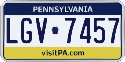 PA license plate LGV7457
