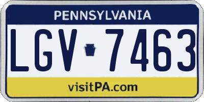 PA license plate LGV7463