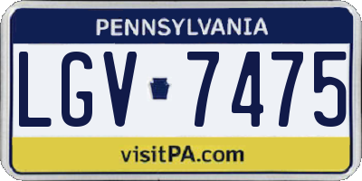 PA license plate LGV7475