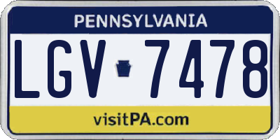 PA license plate LGV7478