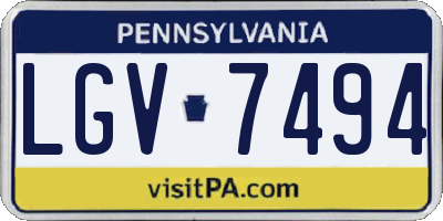 PA license plate LGV7494