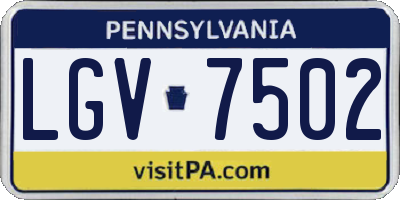 PA license plate LGV7502