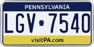 PA license plate LGV7540