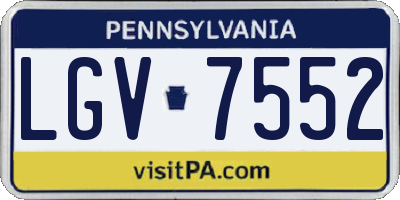 PA license plate LGV7552