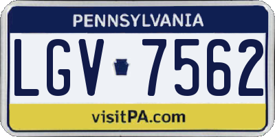 PA license plate LGV7562