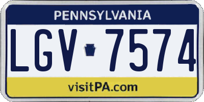 PA license plate LGV7574