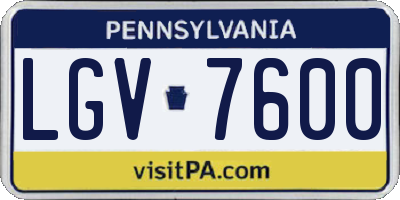 PA license plate LGV7600