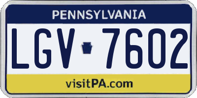 PA license plate LGV7602