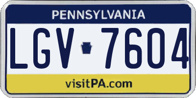 PA license plate LGV7604