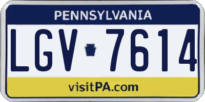 PA license plate LGV7614
