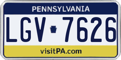 PA license plate LGV7626