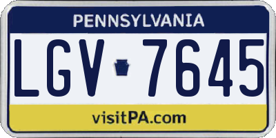 PA license plate LGV7645