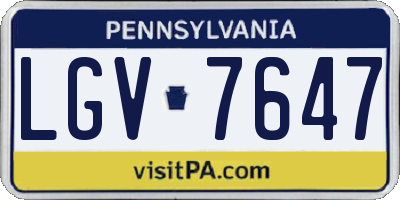 PA license plate LGV7647