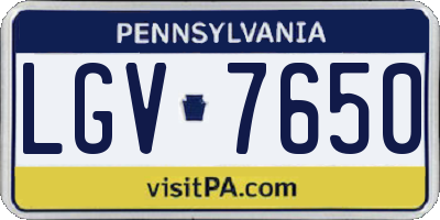 PA license plate LGV7650