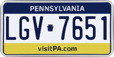 PA license plate LGV7651