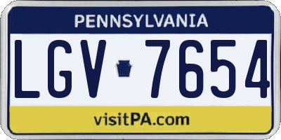 PA license plate LGV7654