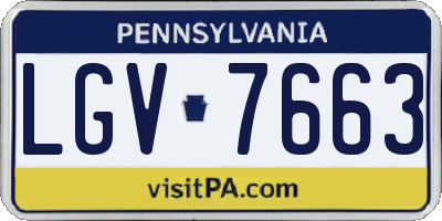 PA license plate LGV7663
