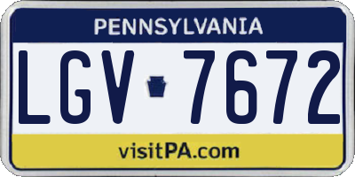 PA license plate LGV7672