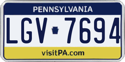 PA license plate LGV7694