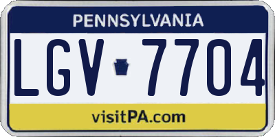 PA license plate LGV7704