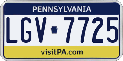 PA license plate LGV7725