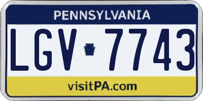 PA license plate LGV7743