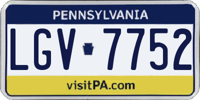 PA license plate LGV7752