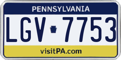 PA license plate LGV7753