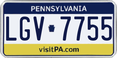 PA license plate LGV7755