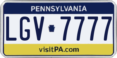 PA license plate LGV7777