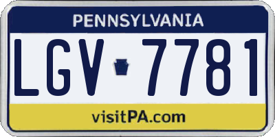 PA license plate LGV7781
