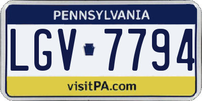 PA license plate LGV7794