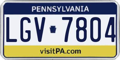 PA license plate LGV7804