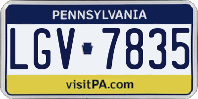 PA license plate LGV7835