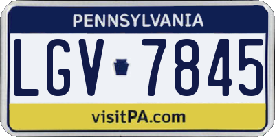 PA license plate LGV7845