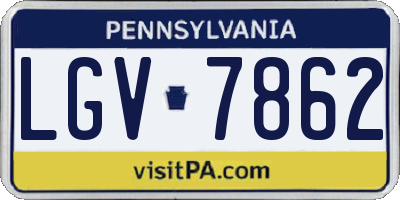 PA license plate LGV7862