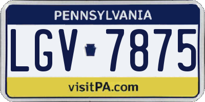 PA license plate LGV7875
