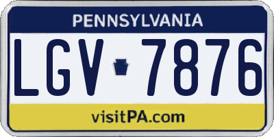 PA license plate LGV7876