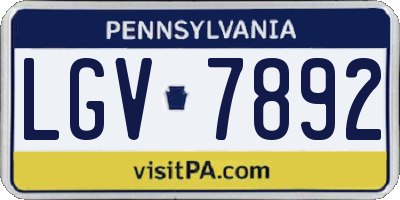 PA license plate LGV7892