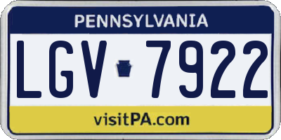 PA license plate LGV7922