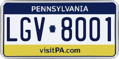 PA license plate LGV8001