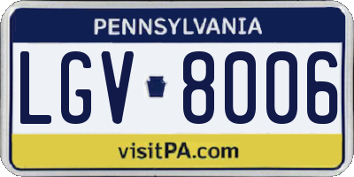 PA license plate LGV8006