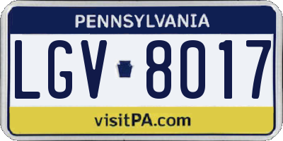 PA license plate LGV8017