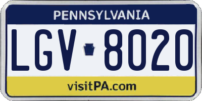 PA license plate LGV8020
