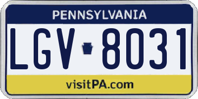 PA license plate LGV8031