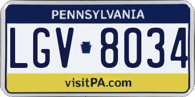 PA license plate LGV8034