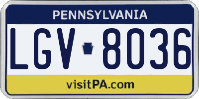 PA license plate LGV8036