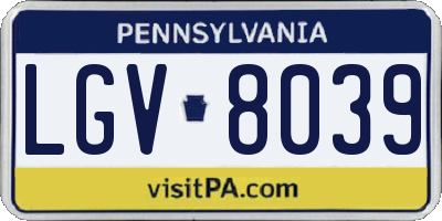 PA license plate LGV8039